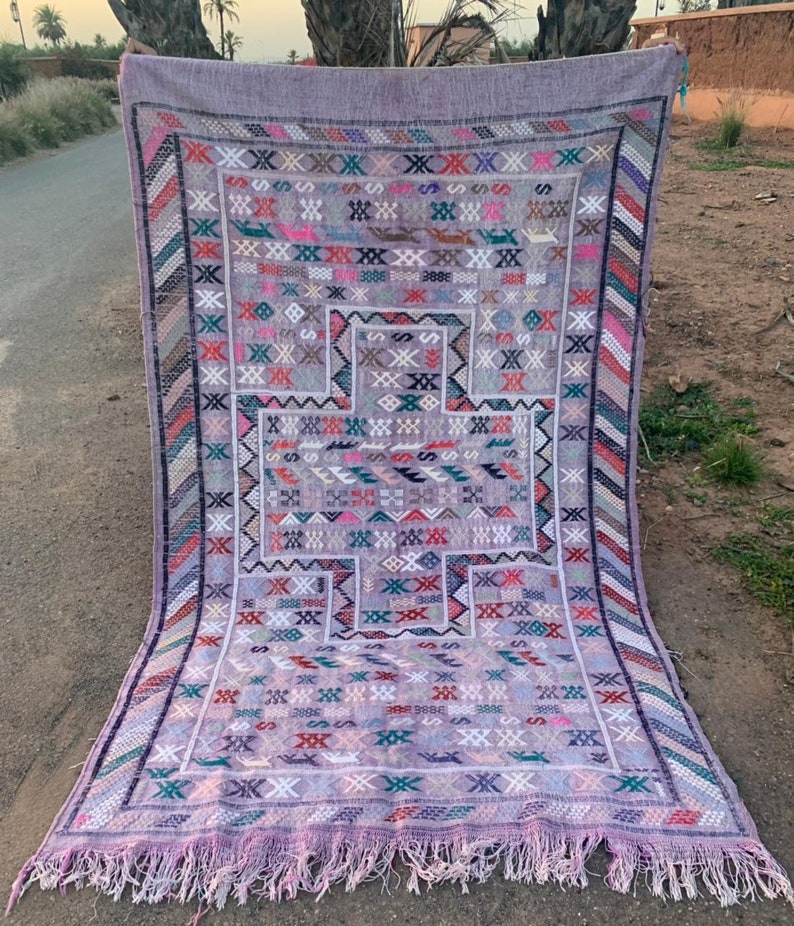 Purple Wad Zam Moroccan Vintage Handwoven Wool Rug Patterns Handmade Home Decor Interior Design image 7