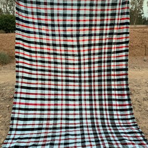 Moroccan vintage handmade striped blanket in cotton and wool multicoloured zdjęcie 5