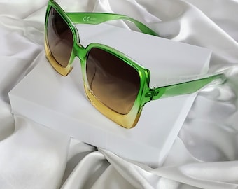 Stora fyrkantiga solglasögon: UV-skydd, plastbåge