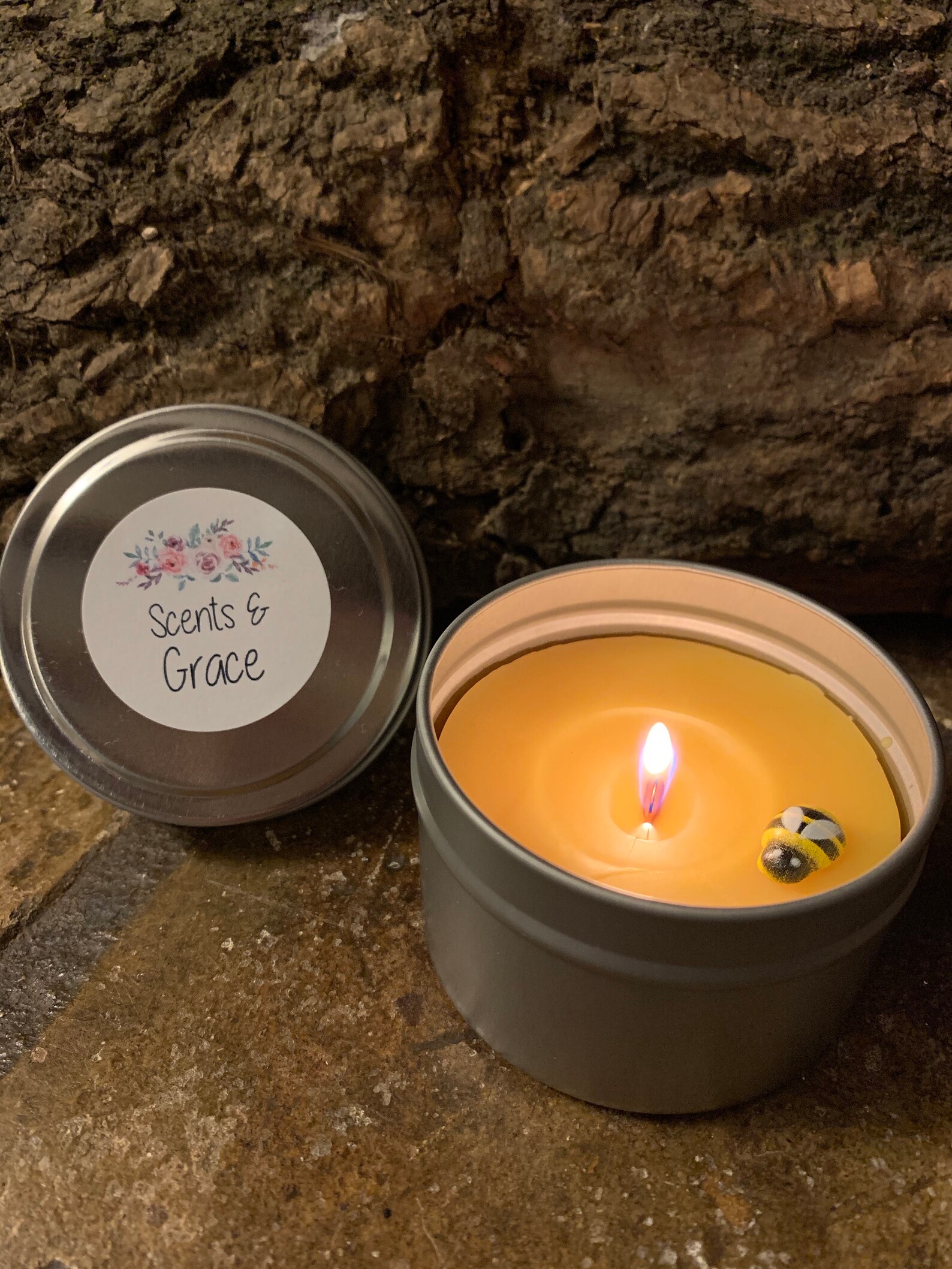 Wood Wick Beeswax Travel Tin Candle Natural Purifying Etsy