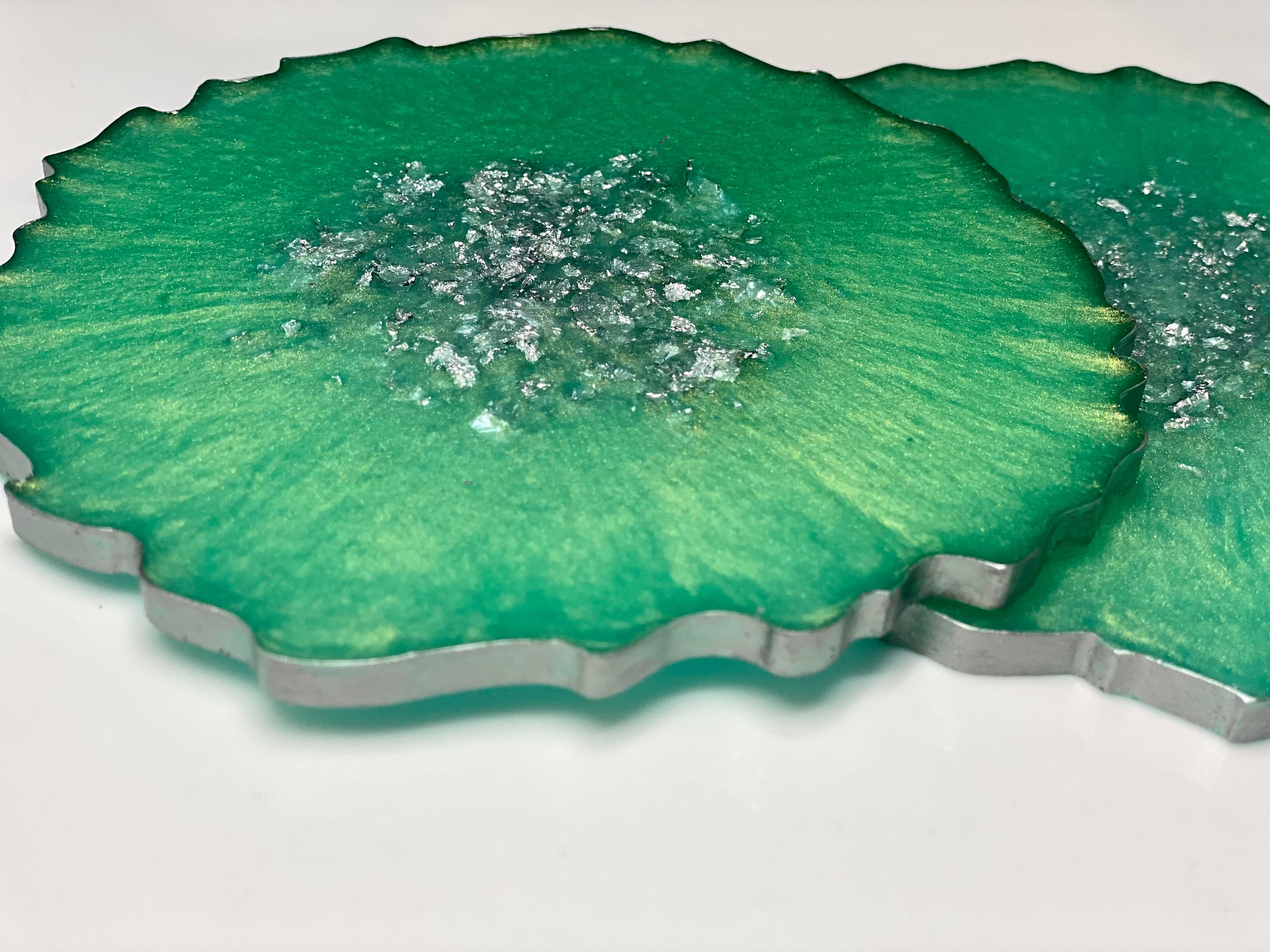 Large Resin Coasters Turquoise Green Coasters Personalised Coasters in the UK Large 13cm