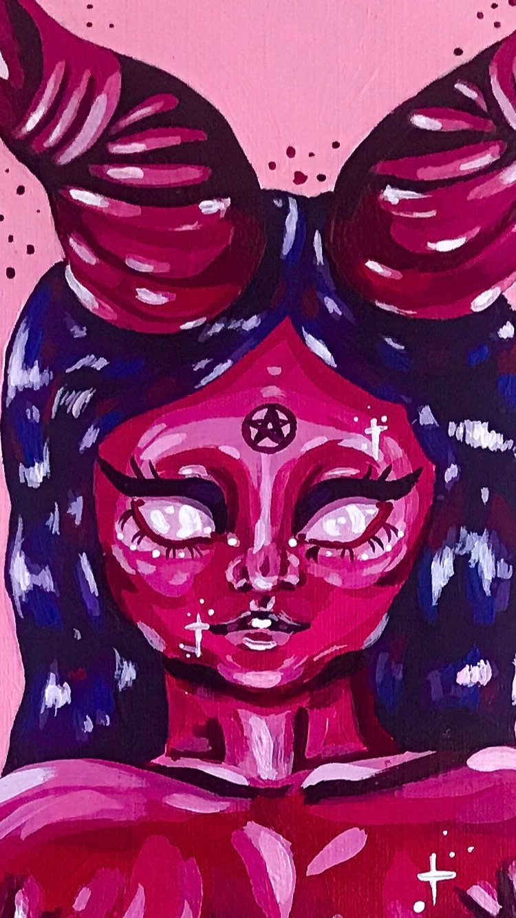 Satanic Occult Decor Baphomet Art Nude Female Art Witch Etsy