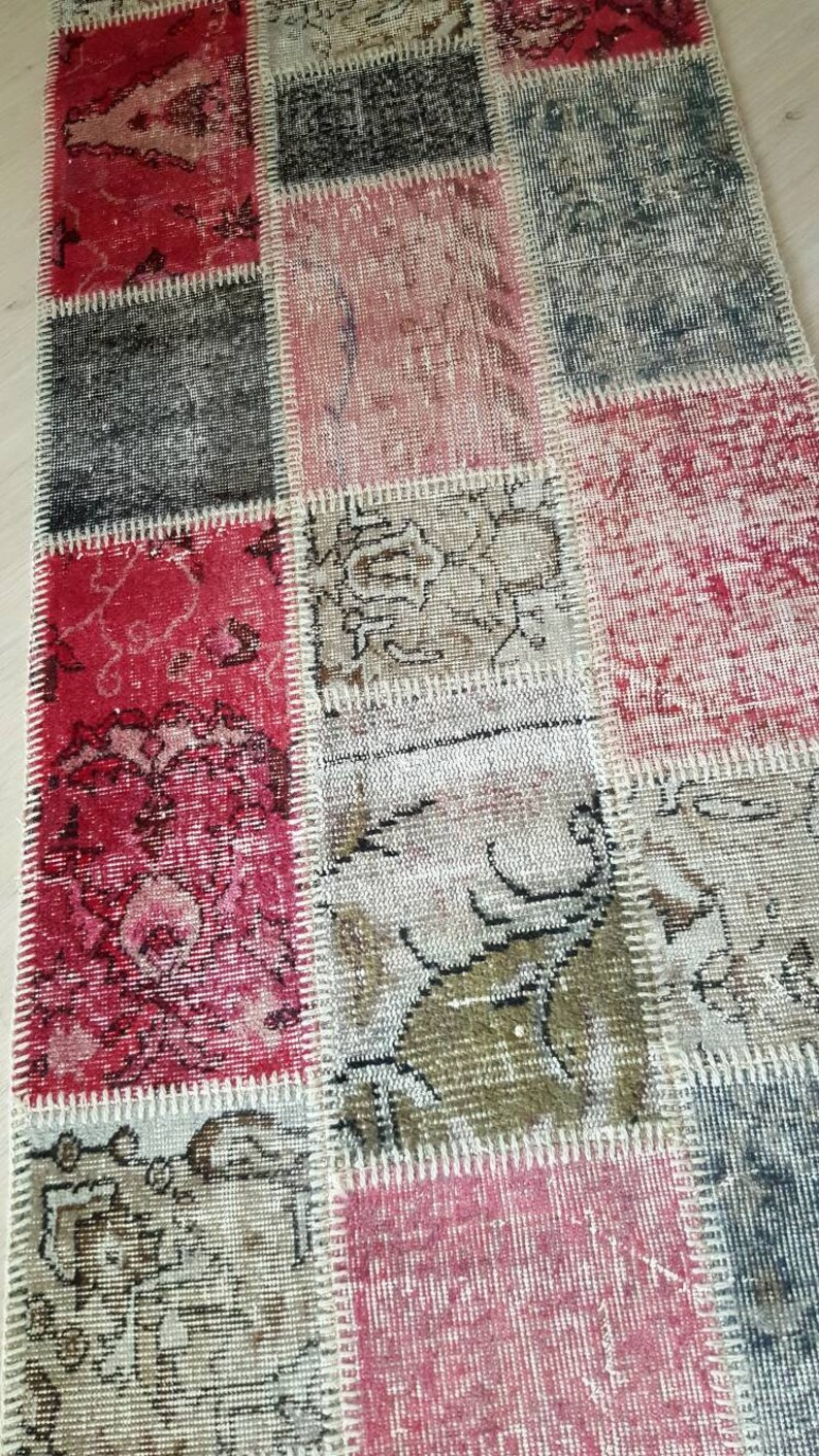 2.7 feet Wool and Handmade Turkish Patchwork Rug 8