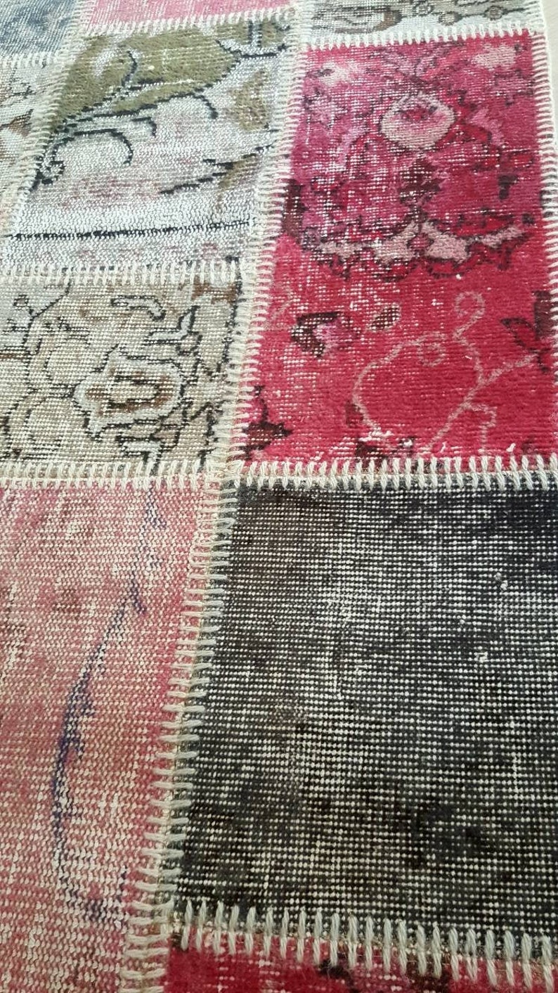 2.7 feet Wool and Handmade Turkish Patchwork Rug 8