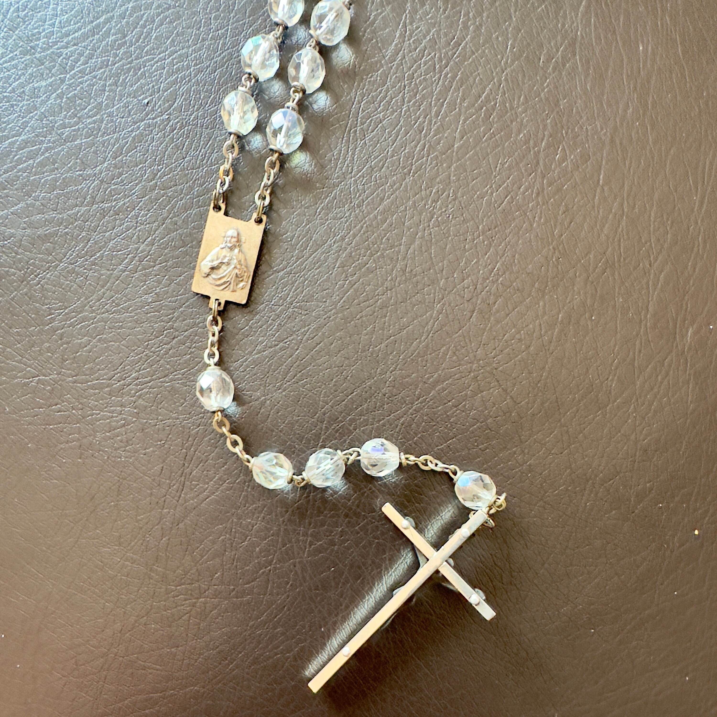 Vintage Glass Sacred Heart of Jesus Virgin Mary Rosary - Etsy Canada