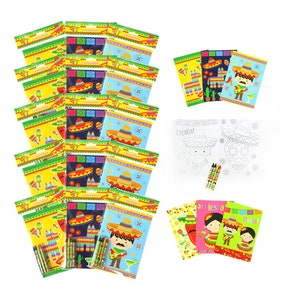 Pinata and Fiesta Coloring Books with Crayons Party Favors
