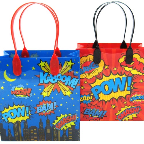 Superhero Text Themed Party Favor Treat Bags Etsy