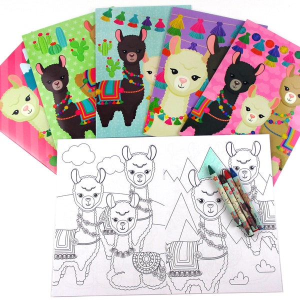 Llama Coloring Books with Crayons Party Favors