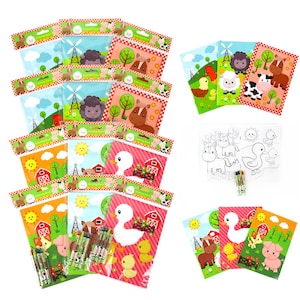 Barnyard Farm Animals Coloring Books with Crayons Party Favors