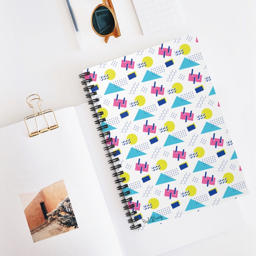 80s Retro Rainbow Geometric Spiral Notebook - Etsy