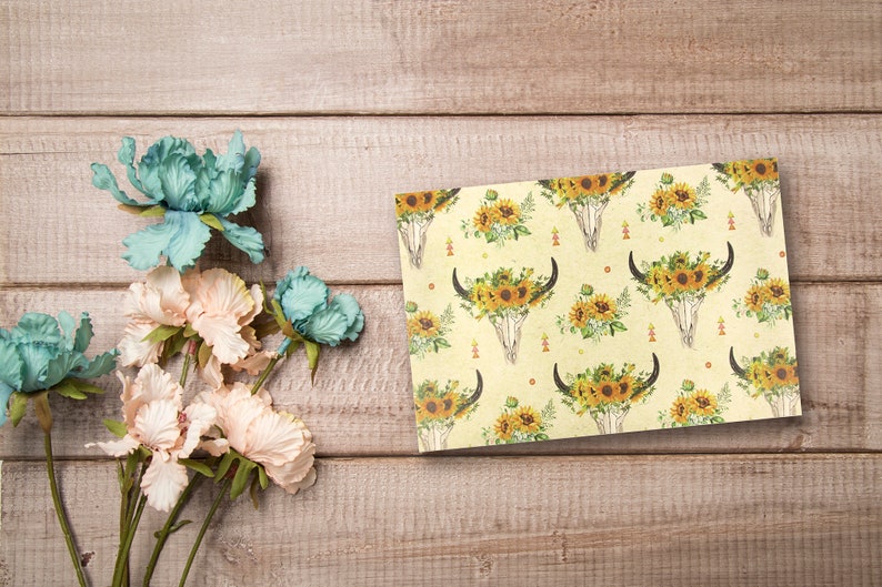 Sunflower Cowboy Boots Designs, All Occasion Assorted Blank Greeting Cards with 4 x 6 Envelopes Included, Thank You Notes, 12 Pack image 6