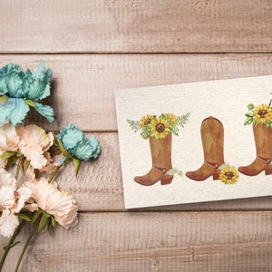 Sunflower Cowboy Boots Designs, All Occasion Assorted Blank Greeting Cards with 4 x 6 Envelopes Included, Thank You Notes, 12 Pack image 5