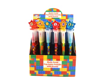 Building Brick Stackable Crayon with Stamp Topper