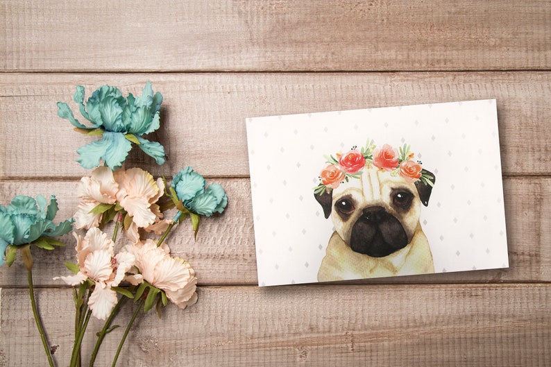 9 Pack Dogs with Flower Crown Designs Thank You Notes All Occasion Assorted Blank Greeting Cards with 4 x 6 Envelopes Included