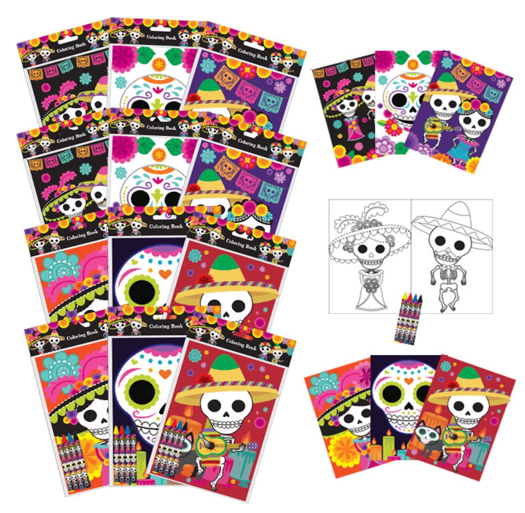 Day of the Dead Dia De Los Muertos Coloring Books With Crayons Party ...