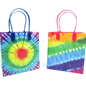 Tie dye themed party favor treat bags