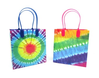 Tie dye themed party favor treat bags