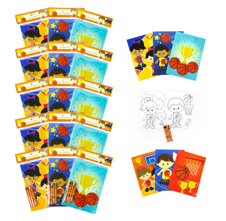 Basketball Coloring Books with Crayons Party Favors