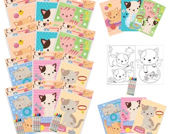 Cat and Kitten Coloring Books with Crayons Party Favors