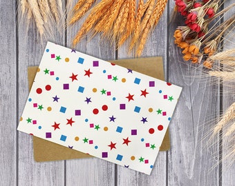 Confetti Celebration Designs, All Occasion Assorted Blank Greeting Cards with Envelopes Included, Thank You Notes, 12 Pack