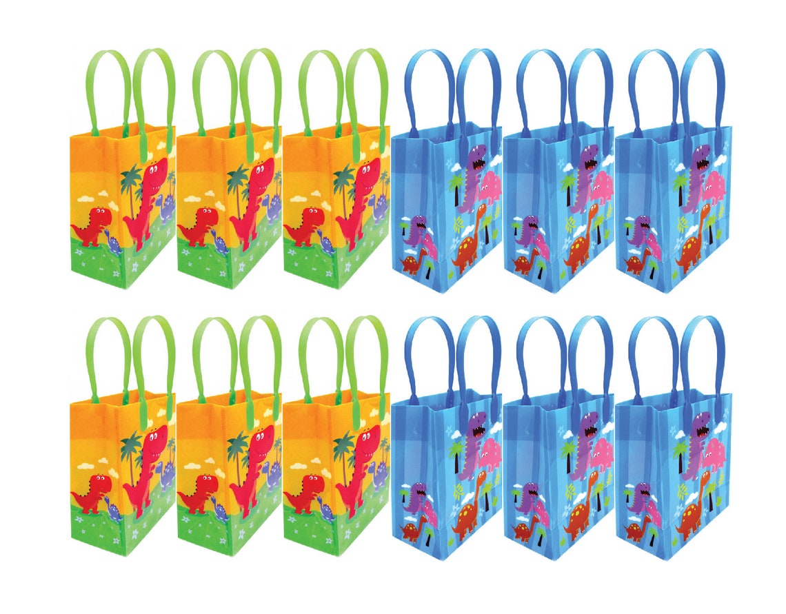 AHYCS Dinosaur Party Favor Bags - 24 Pcs Kraft Paper Treat Bags For Kids Birthday