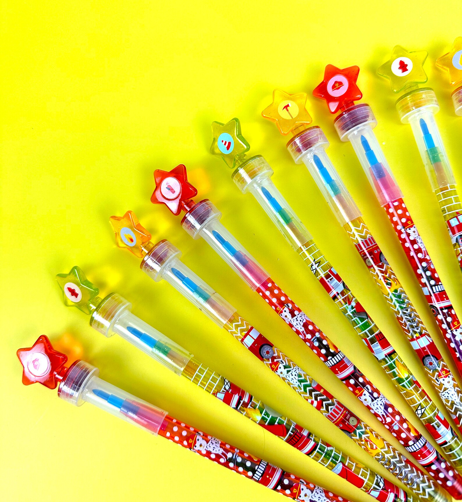 Fire Truck Stackable Crayon With Stamp Topper - Etsy