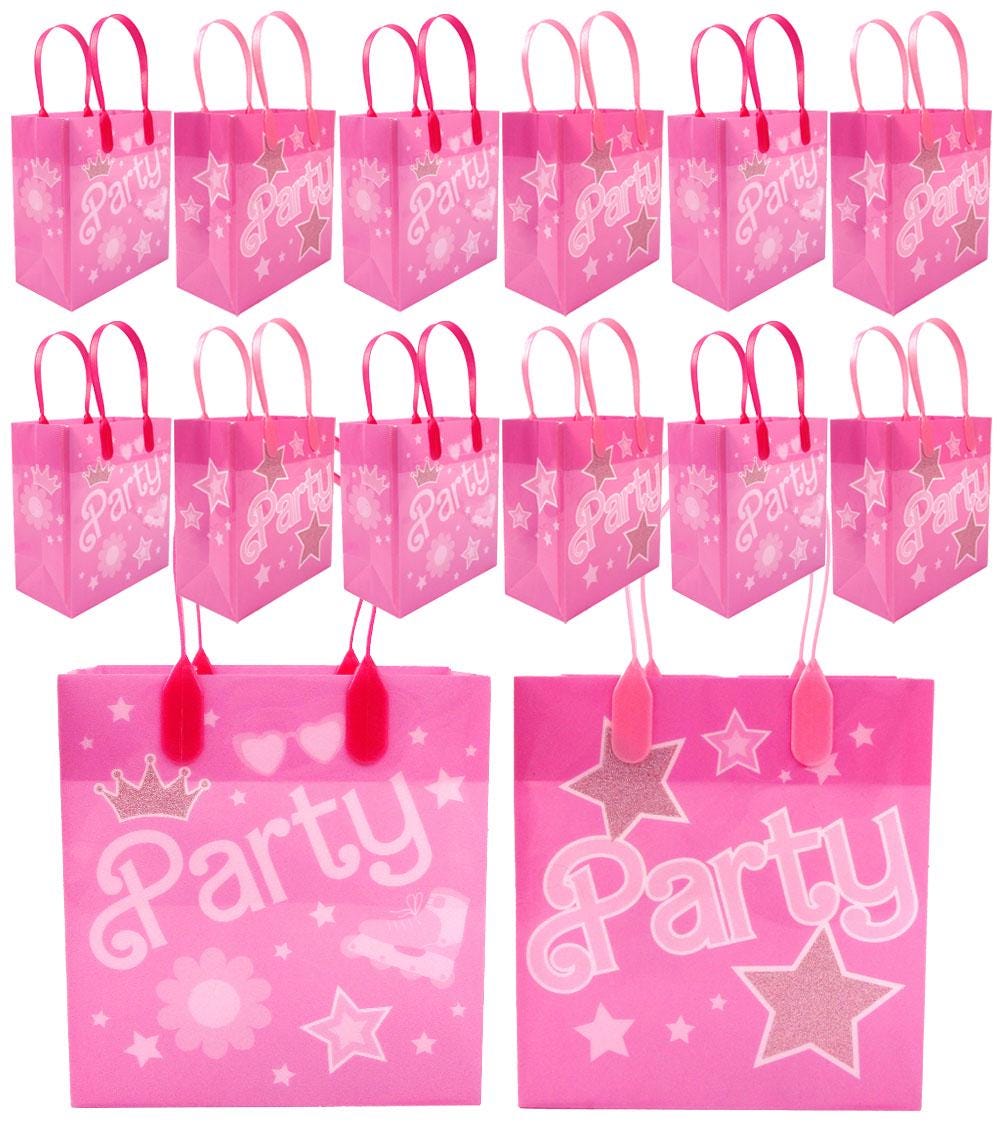 Pink Happy Birthday party favor treat bags