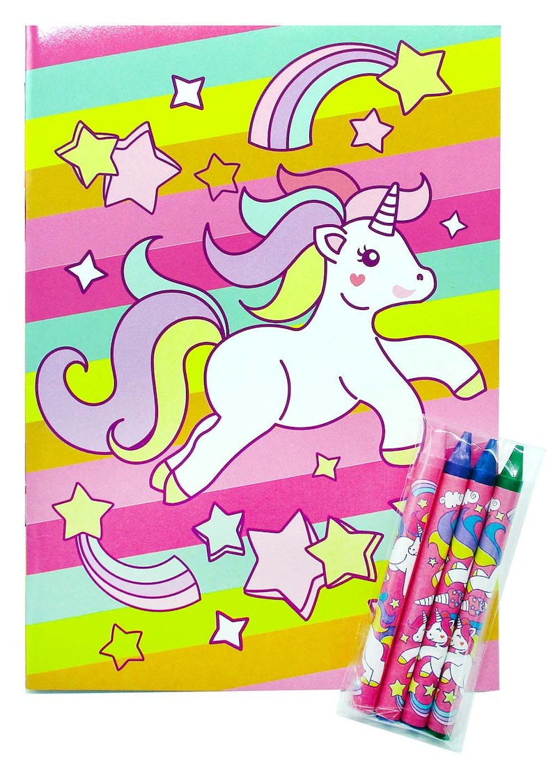 Unicorn Party Coloring Books with Crayons Party Favors image 3