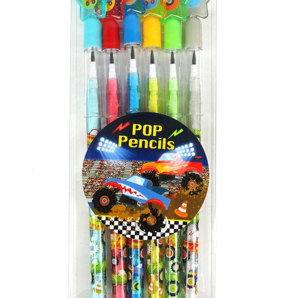 6 pcs Monster Truck Multi Point Pencils