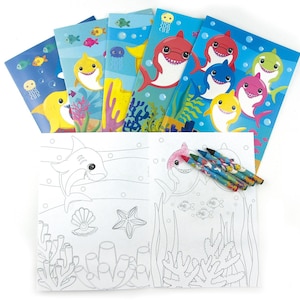 Shark Family Coloring Books with Crayons Party Favors