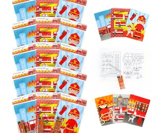 Firefighter Fire Truck Coloring Books with Crayons Party Favors