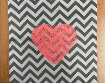 Chevron with heart microfiber cloth