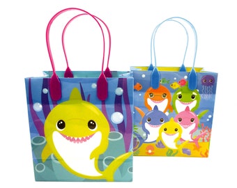 Shark family party favor treat bags, 6 pcs assorted