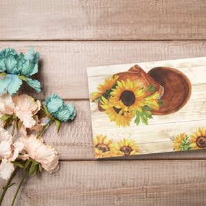Sunflower Cowboy Boots Designs, All Occasion Assorted Blank Greeting Cards with 4 x 6 Envelopes Included, Thank You Notes, 12 Pack image 3