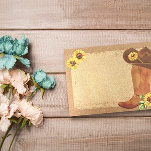 Sunflower Cowboy Boots Designs, All Occasion Assorted Blank Greeting Cards with 4 x 6 Envelopes Included, Thank You Notes, 12 Pack image 1