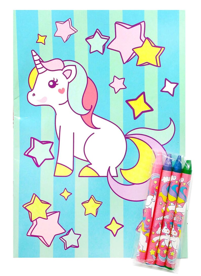 Unicorn Party Coloring Books with Crayons Party Favors image 2