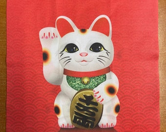 Maneki-Neko Lucky Cat  microfiber cloth
