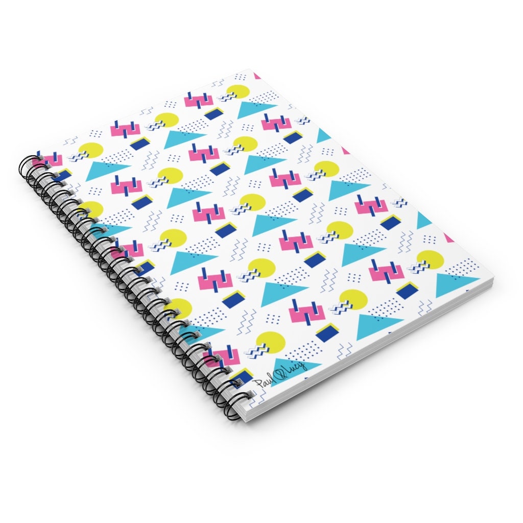 80s Retro Rainbow Geometric Spiral Notebook - Etsy