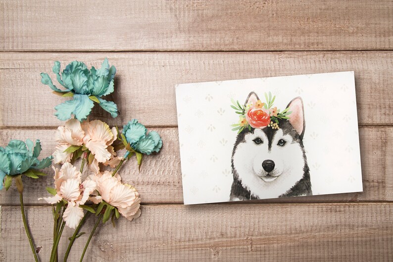 9 Pack Dogs with Flower Crown Designs Thank You Notes All Occasion Assorted Blank Greeting Cards with 4 x 6 Envelopes Included
