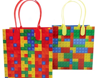 Bolsas de obsequios para fiestas con temática de bloques de construcción
