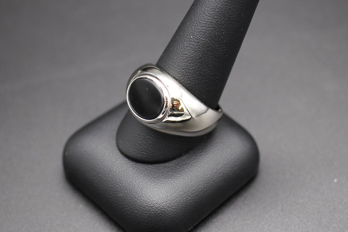 14k Round Onyx Ring Etsy