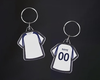 Personalised Tottenham Football Jersey Keyring | Custom Name & Number | Spurs Fan Gift | Birthday Christmas Gift for Him Her Kids