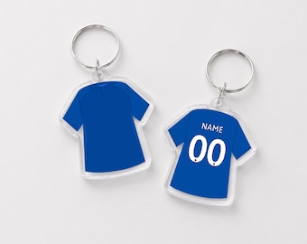 Personalised Chelsea Football Jersey Keyring | Custom Name & Number | Chelsea Fan Gift | Birthday Christmas Gift for Him