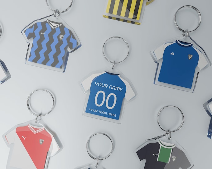 Custom Designed Jersey Keychain • Personalised Key Rings • Great Present Idea • Fantastic keepsakes and gifts for players and coaches!