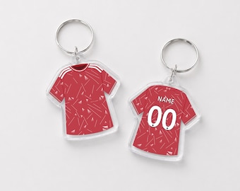 Personalised Liverpool Football Jersey Keyring | Custom Name & Number | Liverpool Fan Gift | Birthday Christmas Gift for Him Her Kids