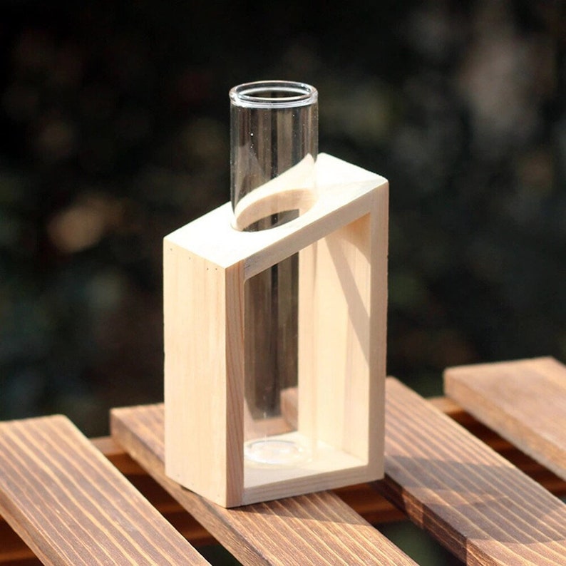 Glass Propagation Station Tubes With Wood Stand Etsy