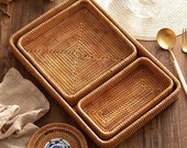 Rectangle Woven Wood Rattan Tray Fruit Basket