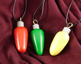 Colorful Wood "Lightbulb Necklaces" (0r Ornaments!) - Hand Turned Set of 3