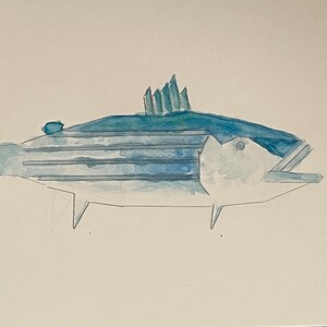 Geometric Striped Bass Painting 11x14