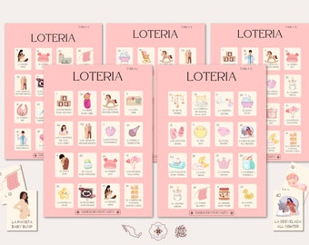 Babyshower Games |  Custom Babyshower Loteria | Loteria Mexicana Bilingual Spanish, English | Mexican Party Game | Latina Games | Girl